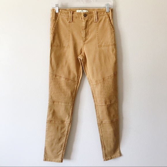 Hollister High Rise Super Skinny Moto Pants Tan 3R - Picture 1 of 12